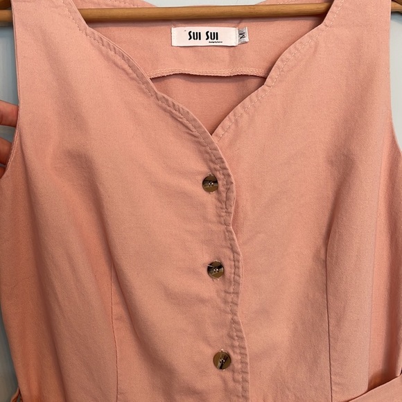 VINTAGE Vibes Cotton Sleeveless Belted Midi Dress by Sui Sui Size M - Picture 4 of 5